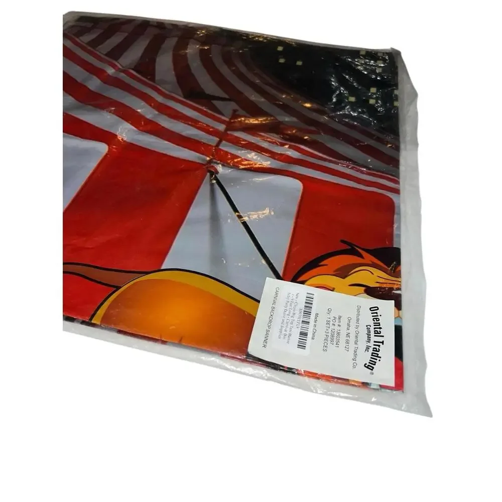 Oriental Trading Circus Big Top Backdrop Banner‎ Set 9FT Long New Sealed